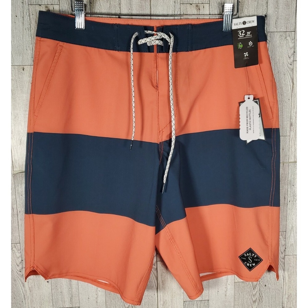 Salty Crew Men's Boardshorts Orange & Navy (Sunburn) Size 32 NEW